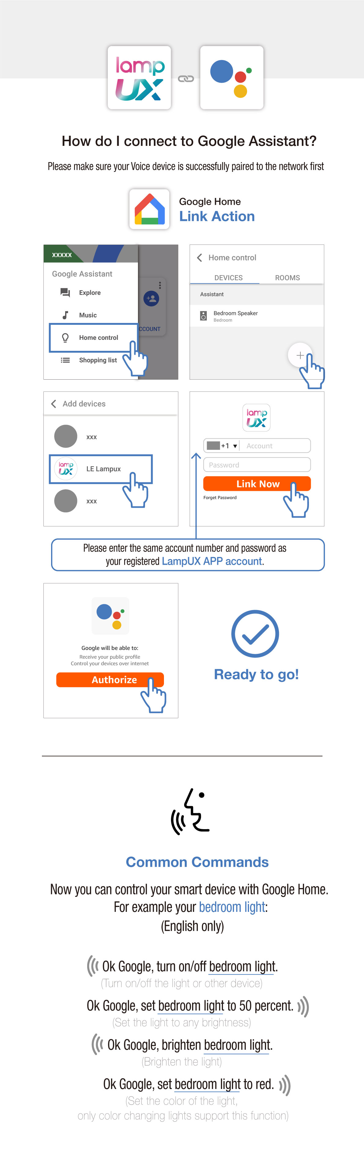 ok google turn on the bedroom light