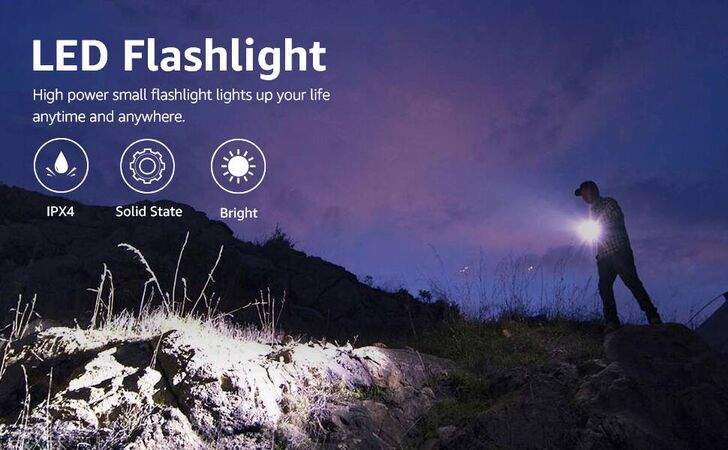 LED Tactical Flashlight, Everyday Flashlights, Zoomable, 5 Lighting ...
