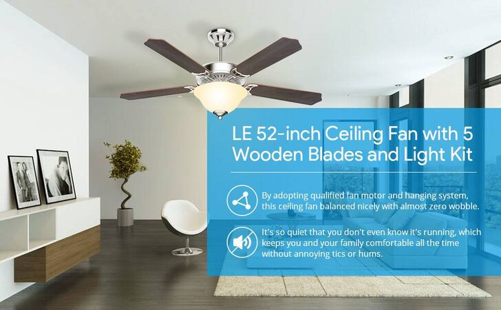 52 Inch Ceiling Fan With 5 Wooden