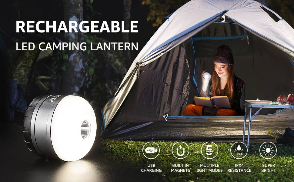 Camping Lanterne Lampe Neuf blanc chaud variateur LiIon Batterie DEL Lampe Camping Tino 