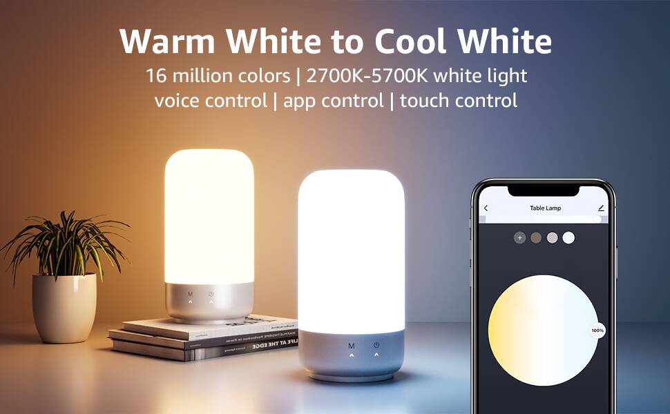 Lepro Lampe de Chevet, Veilleuse LED Connectée WiFi, Lampe Nuit Tactile  Dimmable Multicolore, 16 Millions de Couleurs, Compatible avec Alexa,  Google