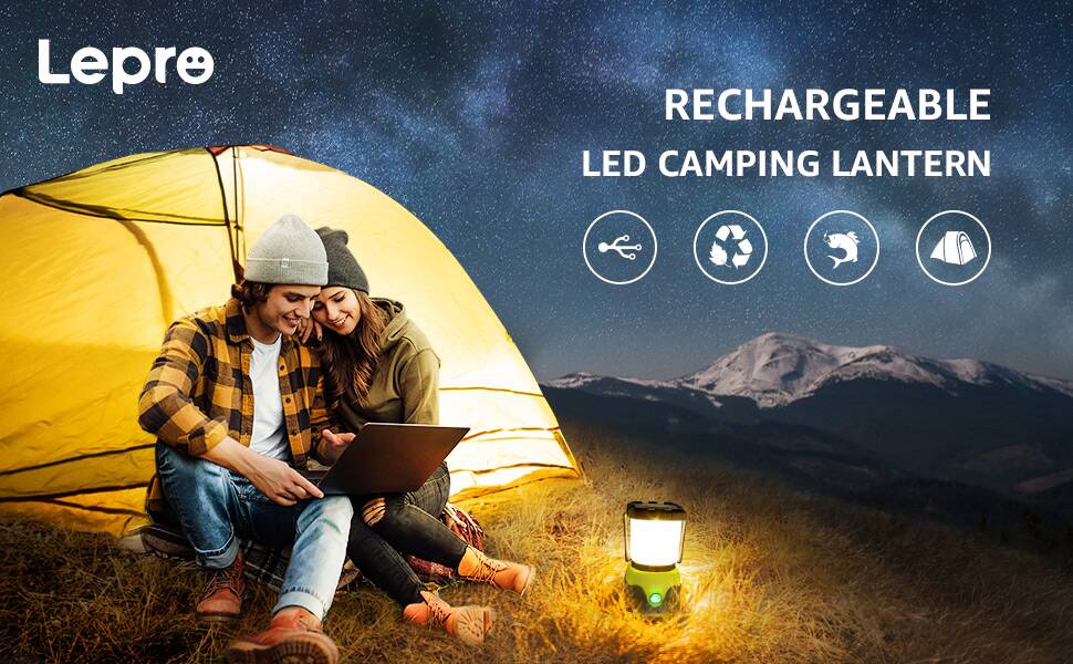 Lepro LED Camping Lantern Rechargeable, 1600LM, 4 Light Modes, 4400mAh  Power Bank, IPX4 Waterproof, Perfect Lantern Flashlight for Hurricane