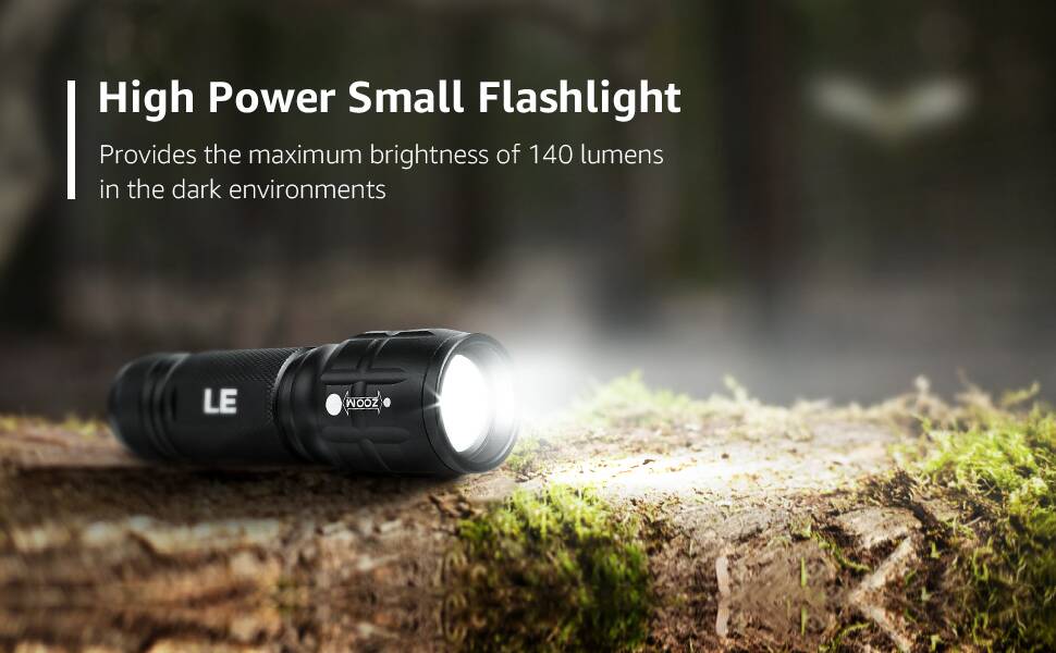 2 Pack LE LED Flashlight, Small and Super Bright, Adjustable Brightness,  AAA Batteries Included