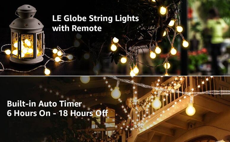 16.4ft Battery Operated Globe String Light With Remote, Warm White, 8 ...