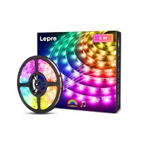 Lepro 16.4ft Music Sync Smart LED Strip Lights Works with Alexa Google  Home.16 Million Colors LED Tape Lights for Bedroom, Home, Kitchen, TV,  Party and Festival