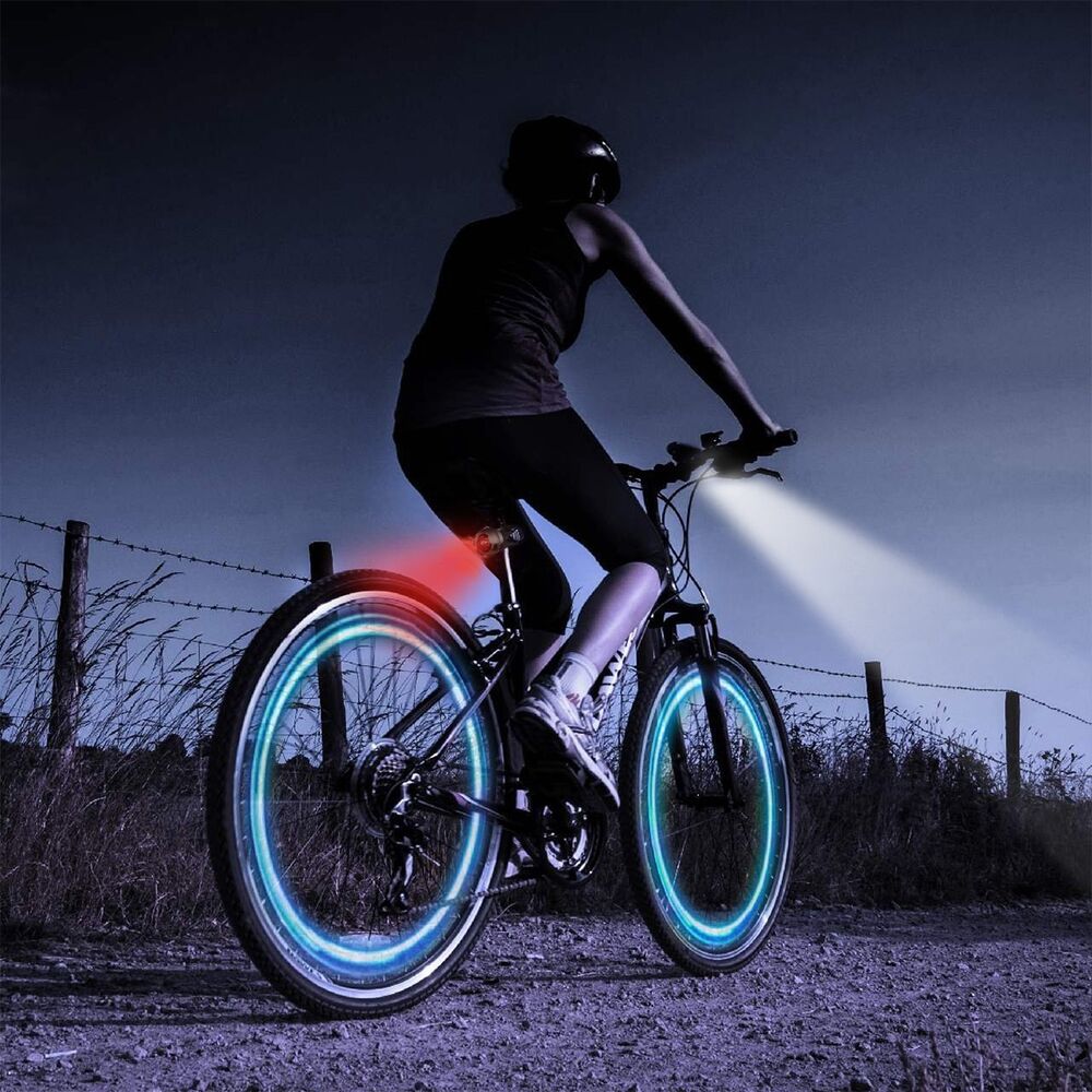 LED BICYCLE CYCLE LIGHTS DELUXE SET FRONT /& REAR BIKE SEVEN MODES FLASH /& STATIC
