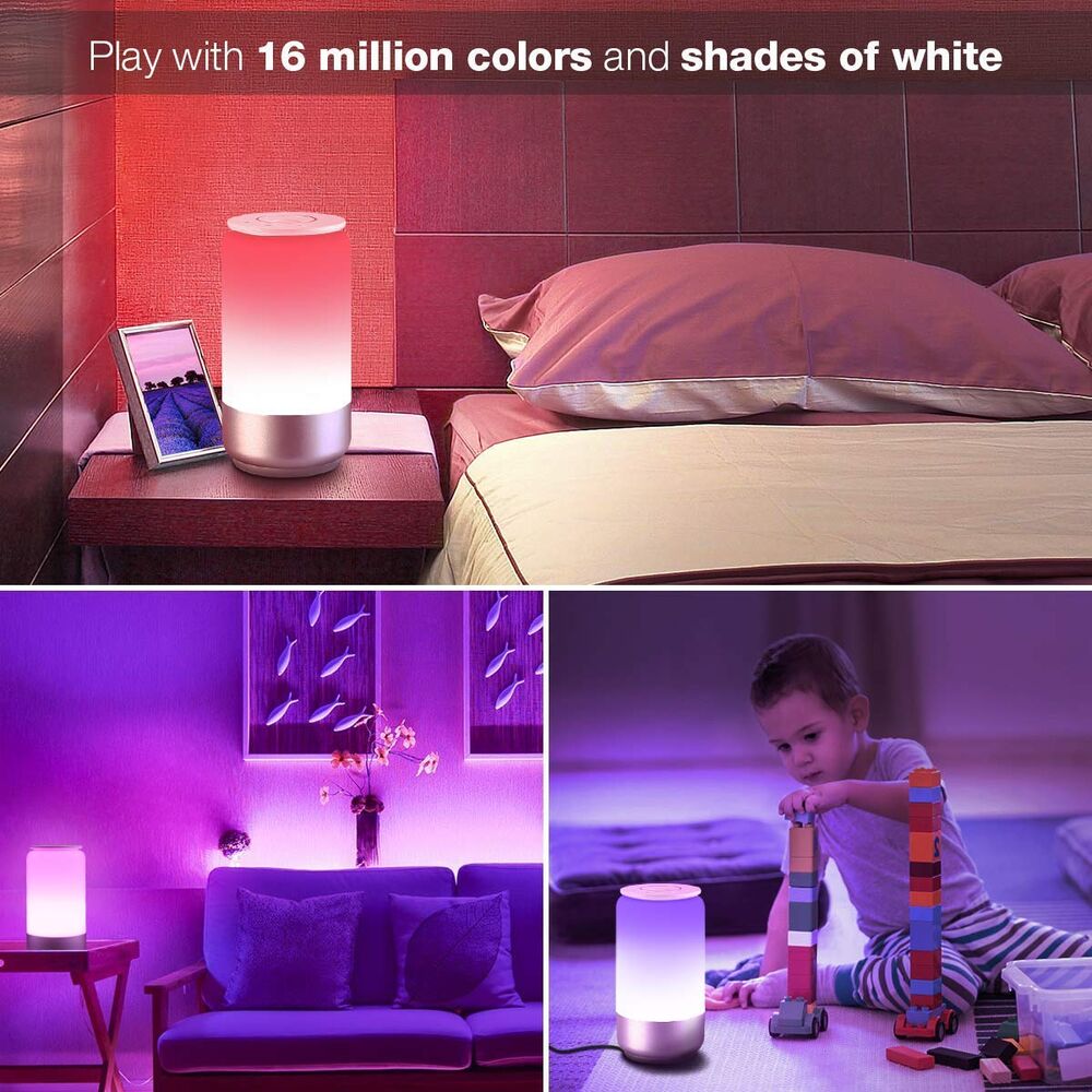 Lepro Lámpara inteligente para dormitorio lámpara de mesita de noche  funciona con Alexa Google Home, colores sintonizables blanco y rojo verde  azul