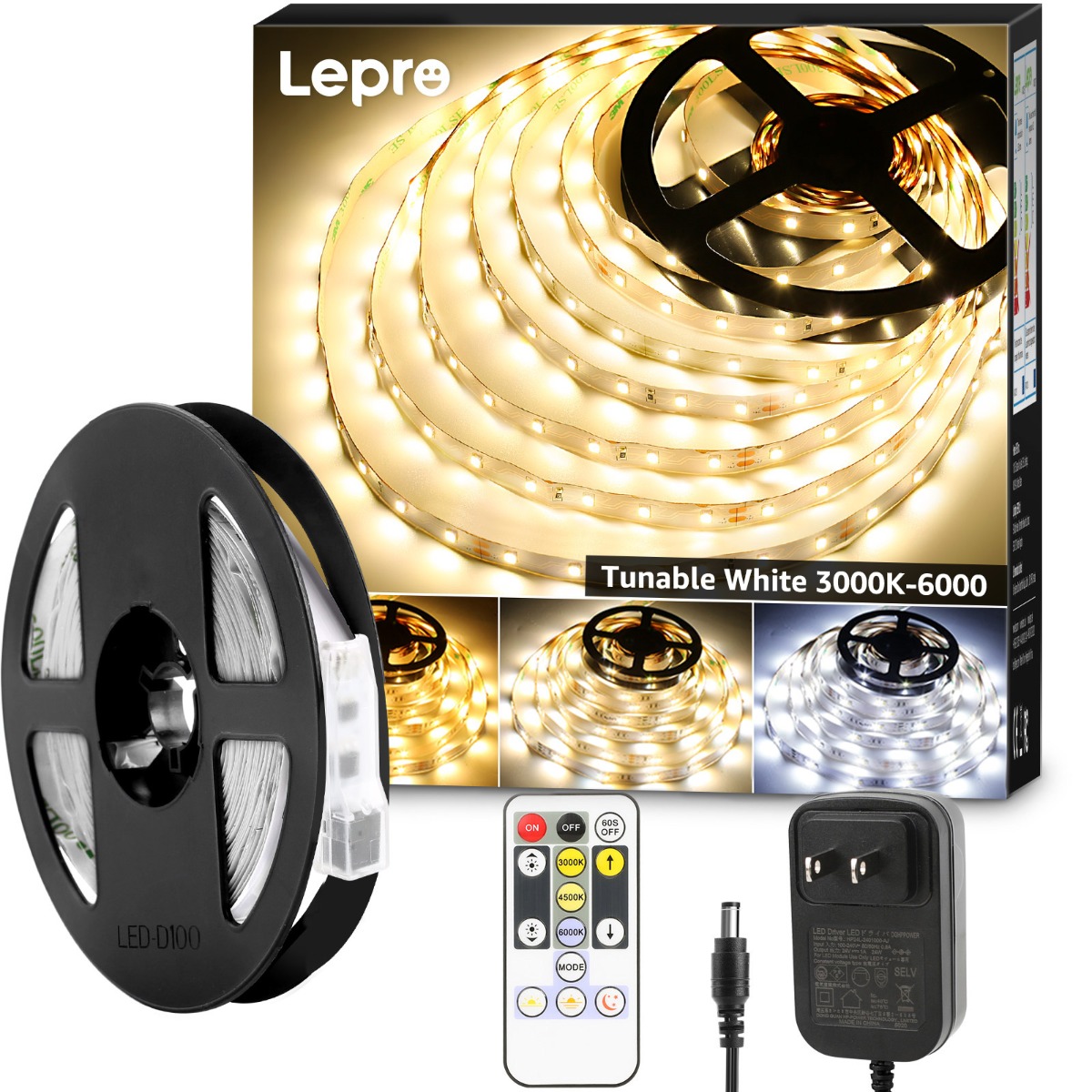 Hammer indtryk afslappet Lepro 32.8ft Dimmable Tunable White LED Strip Lights for Home, Bedroom,  Dining Room, Living Room and Kitchen