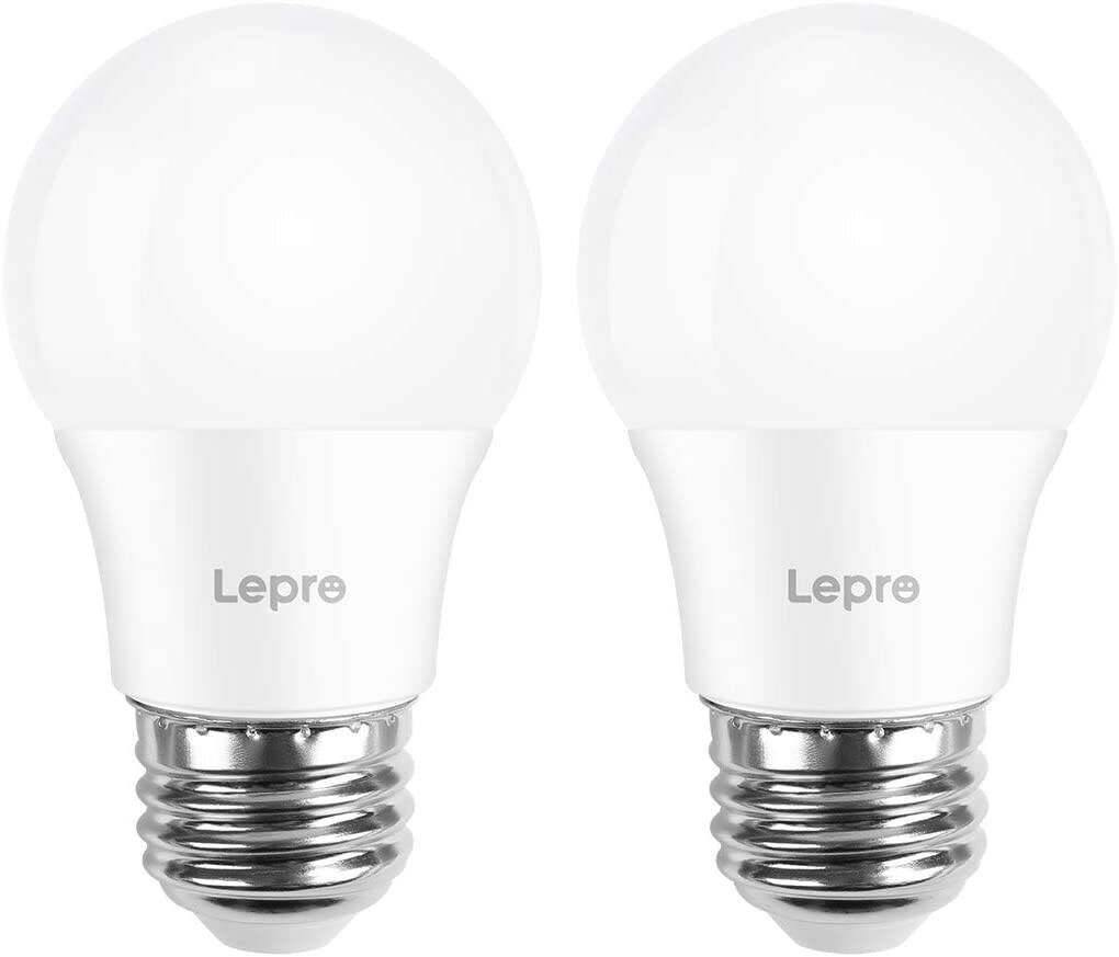 Lepro LED Refrigerator Light Bulb, 40W Equivalent, A15 E26 Medium Base, Non-dimmable 5W 450 Lumens White 5000K, Waterproof Bulbs for Fridge Freezer Ceiling Fan (2 Pack)