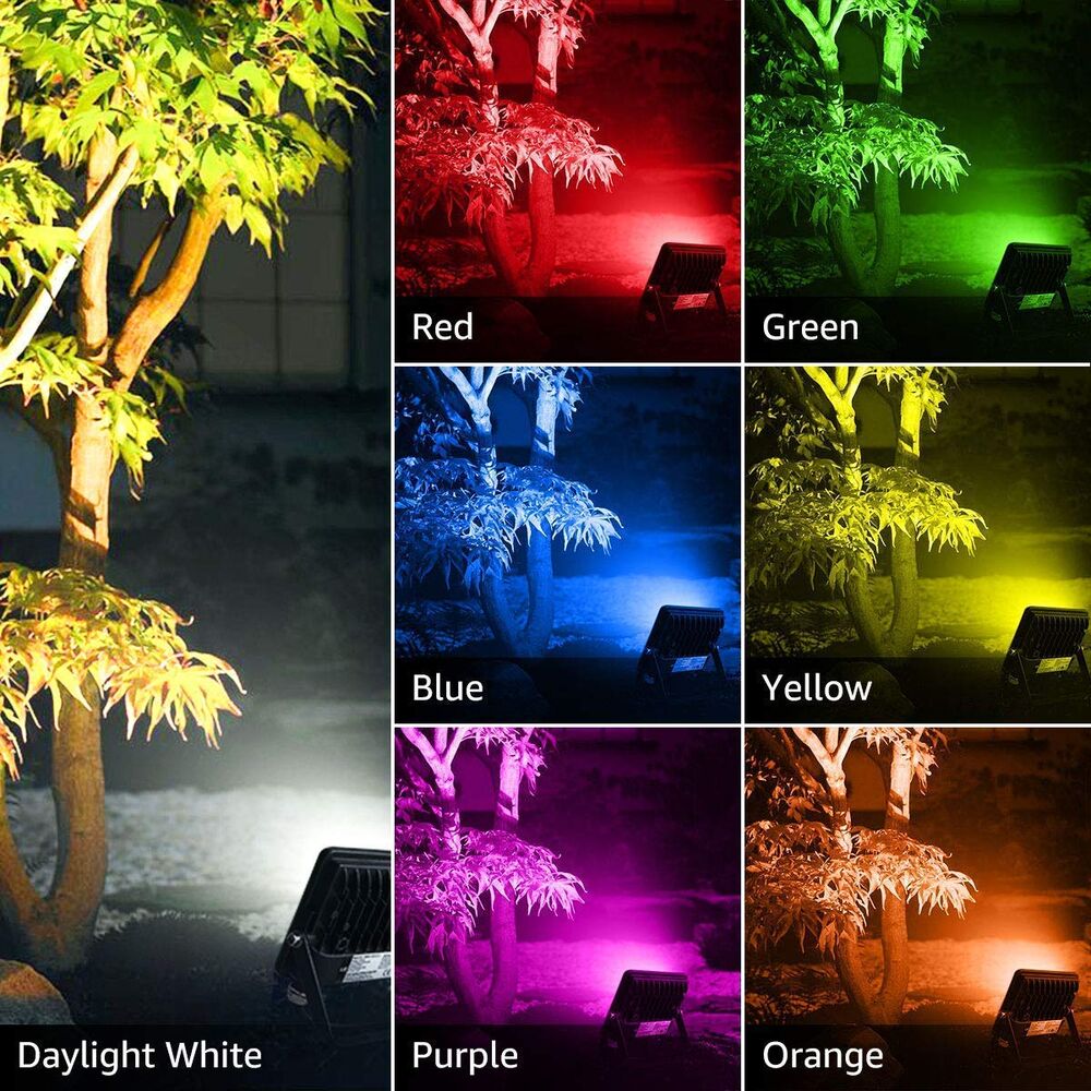 Floodlight Outdoor 15W Colour Changing Flood Lights with Remote 120 RGB Colours 
