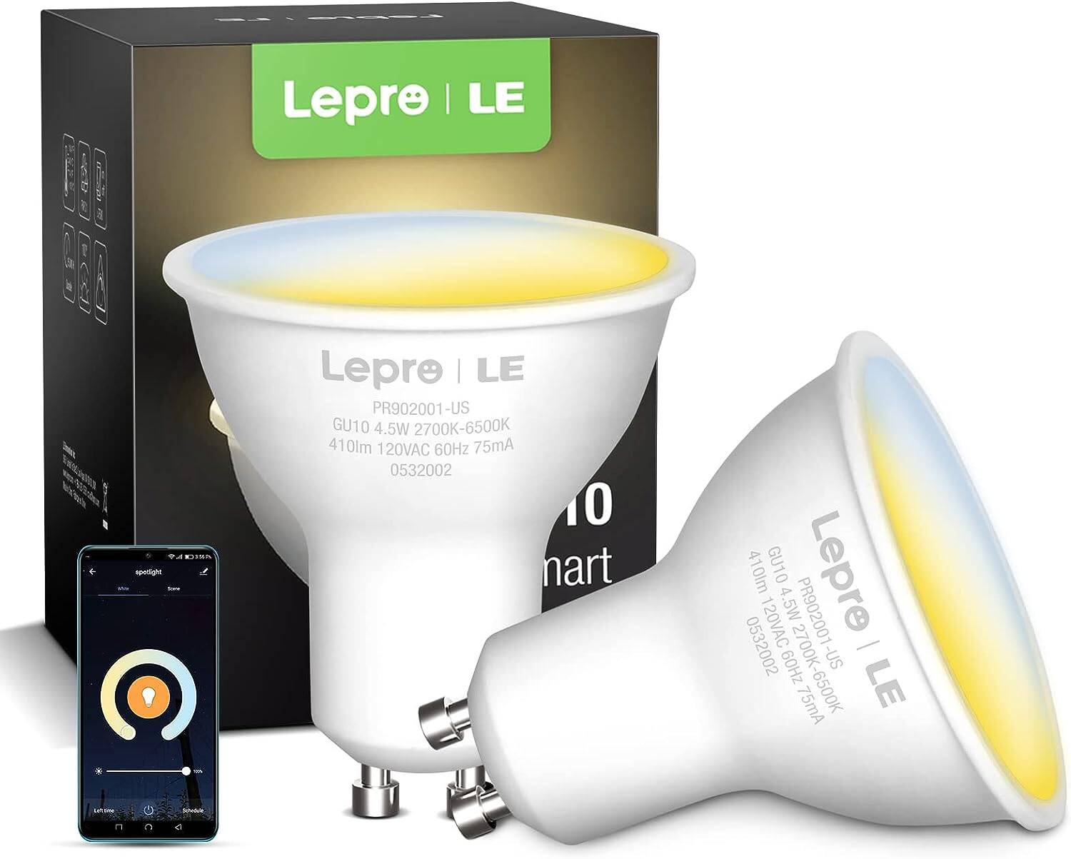 LEPRO SET 2 LampadinE LED GU10 WiFi RGBW, Faretti LED Smart ALEXA