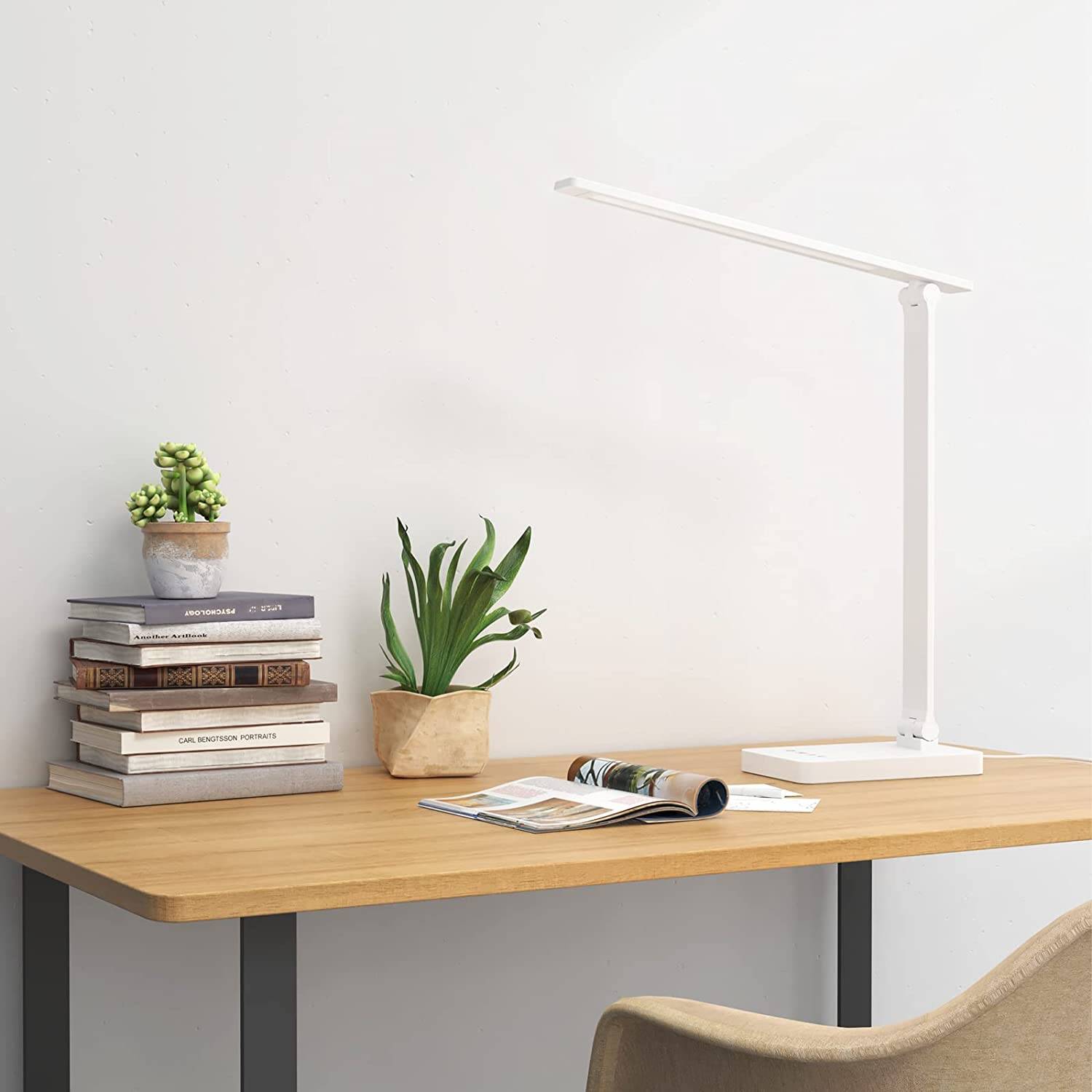 Lepro LED Desk Lamp with USB Charging Port Dimmable Home Office Lamp Touch  Control Bright Reading Table Lamp, 3 Color Modes with 5 Brightness Level, 