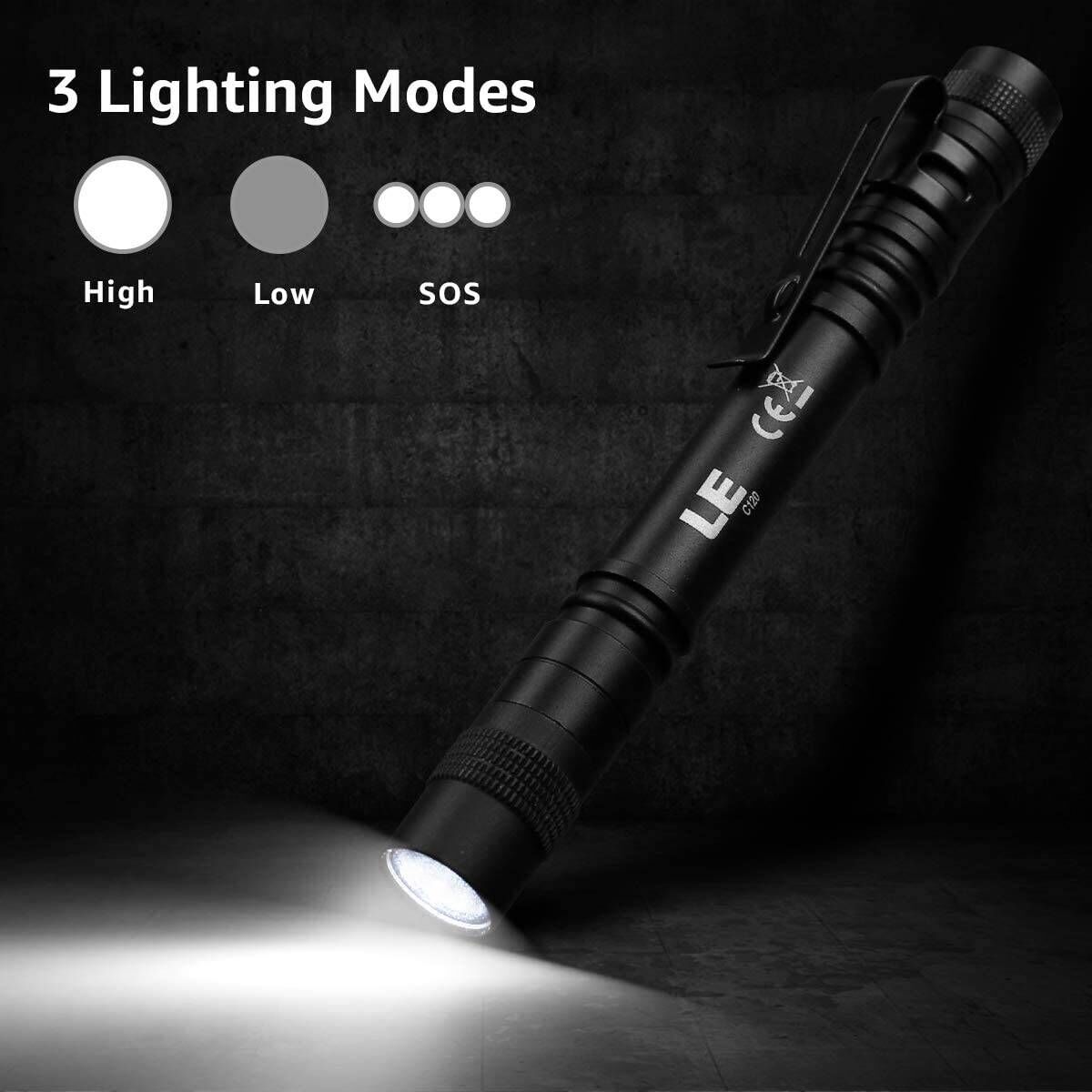 Packs Compact LED Penlights: Water-Resistant, Pocket-Sized Flashlights  with Clips for Work, Inspections,  Emergencies