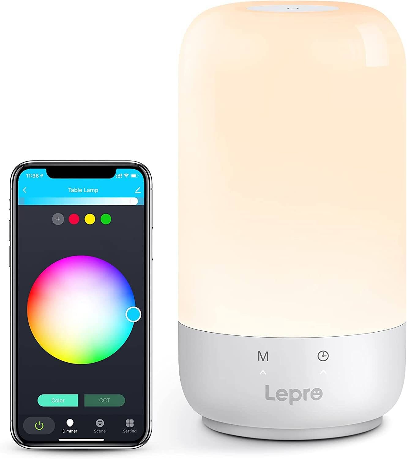 Dimmable 3 Level Warm White Light & Six Color Changing RGB Smart Touch Sensor Bedside Lamp, LK&smart Night Light 