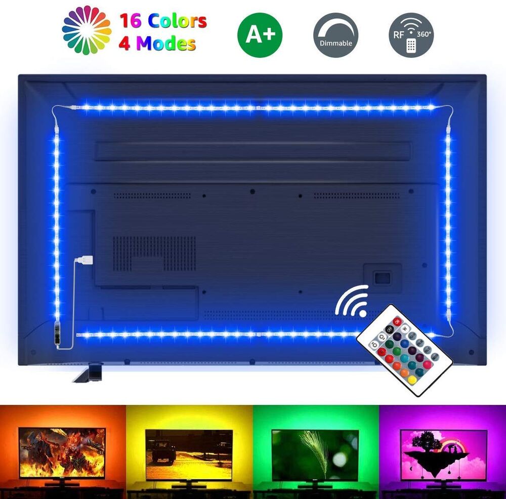 LED Light Strip 2M/6.5FT USB RGB Multi Color TV Backlight With 24 Key Remote 