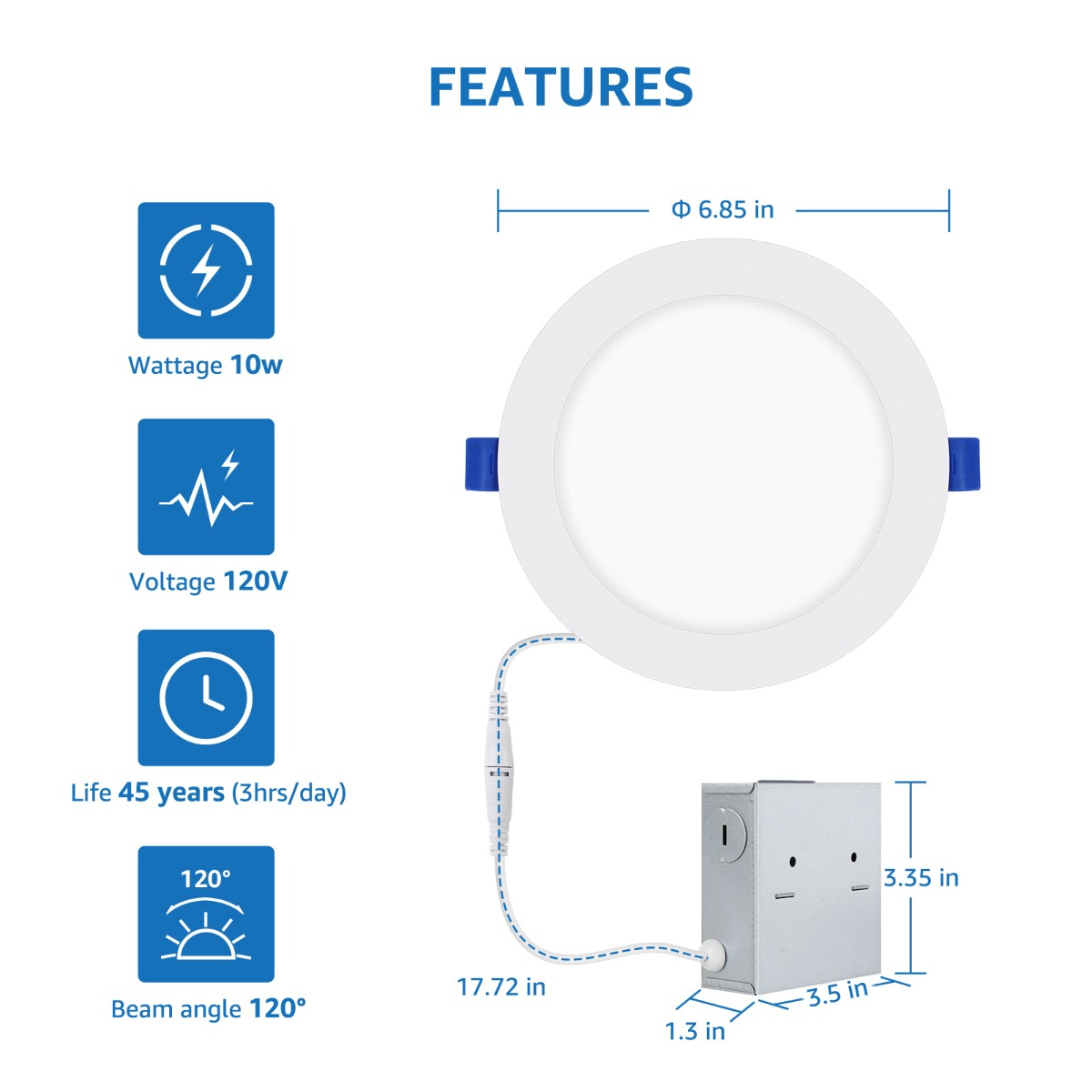 Lepro 12 Pack 6 Inch Dimmable LED Retrofit Downlight, 12W 1050LM