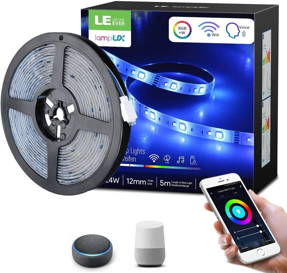 Lepro 16.4ft Music Sync Smart LED Strip Lights Works with Alexa