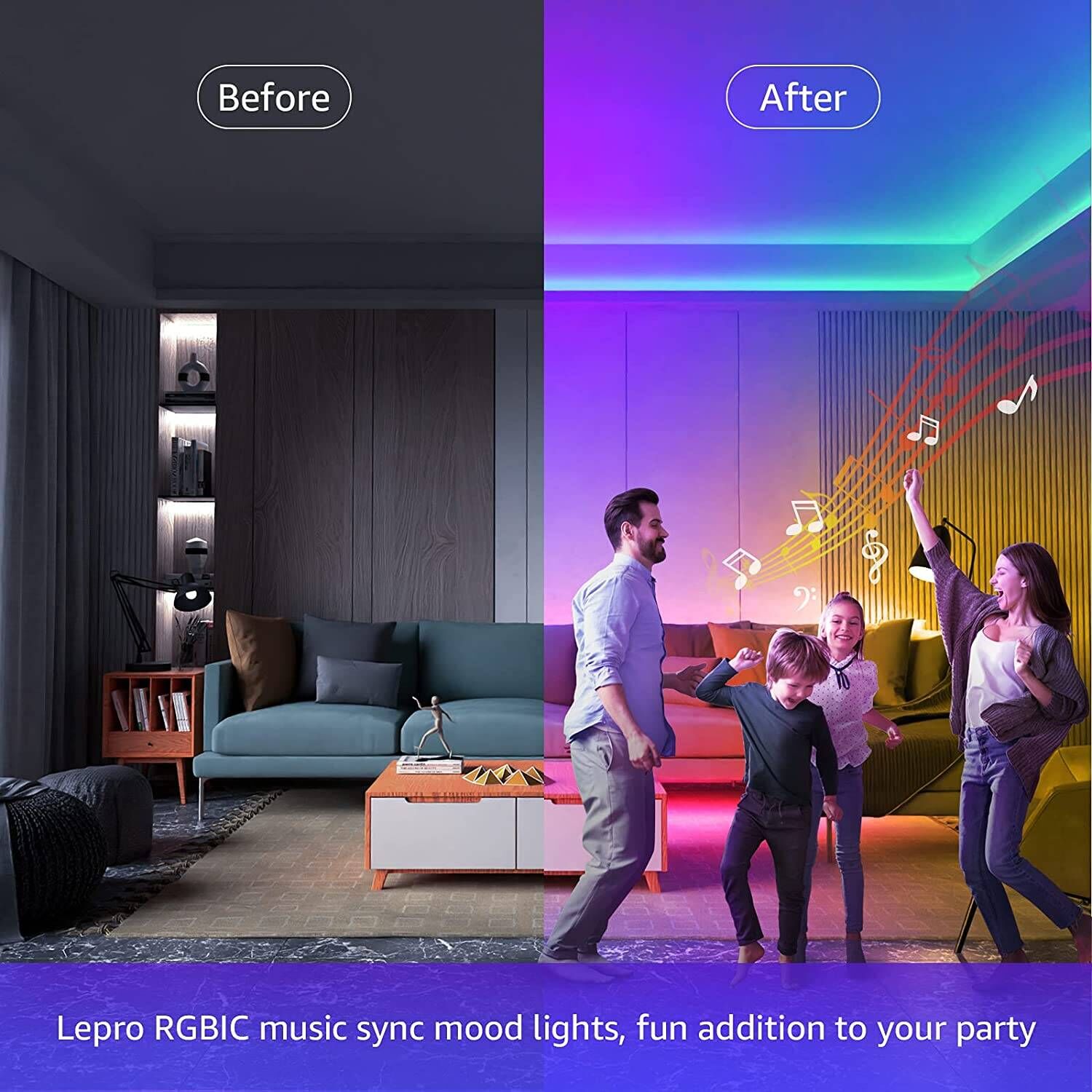 LEPRO RGBIC LED strip 15M Set (2x7,5M) Running Light IP65