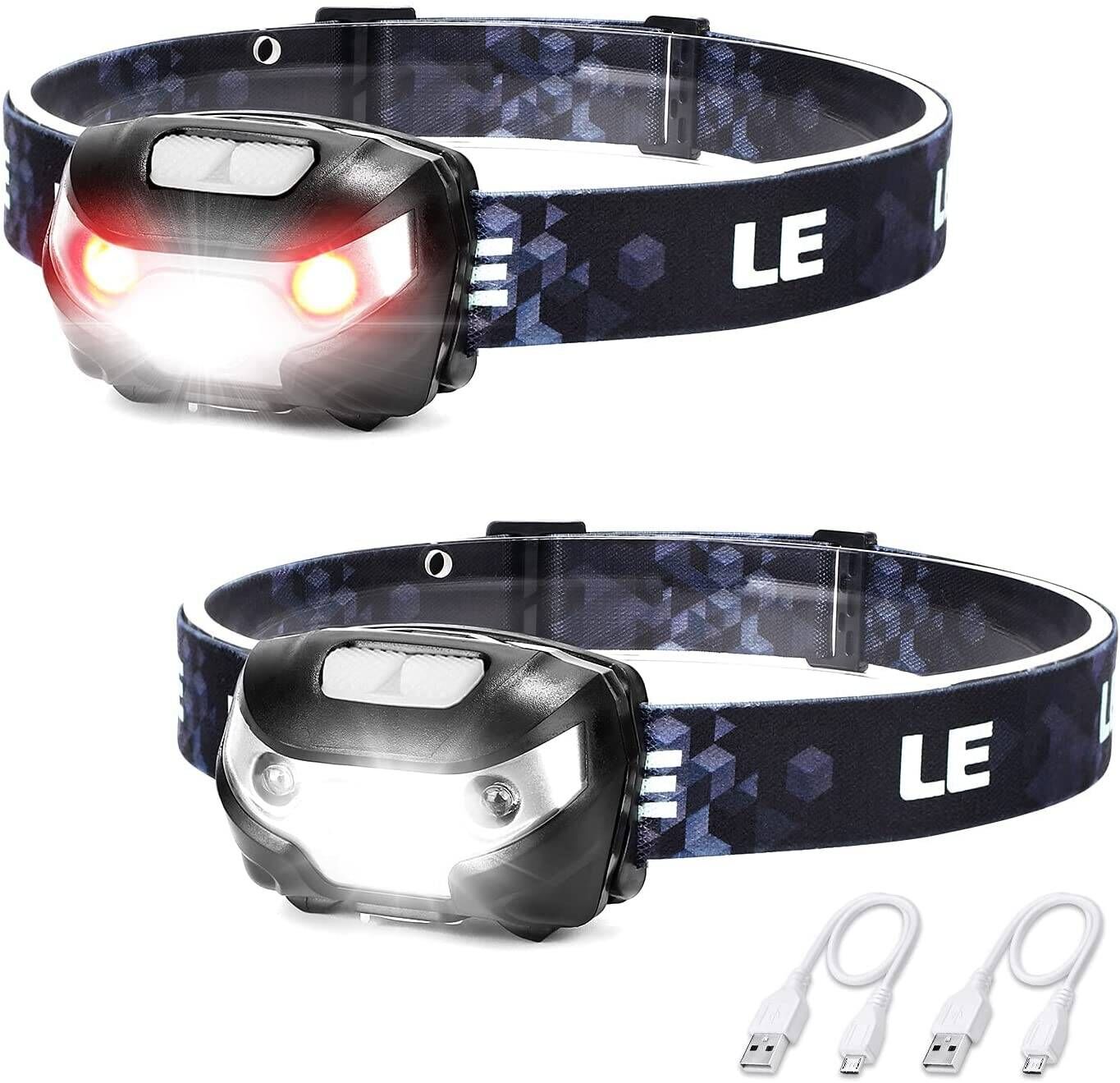 Led Headlamp 2 Pack Rechargeable Head Lamp Flashlight Motion