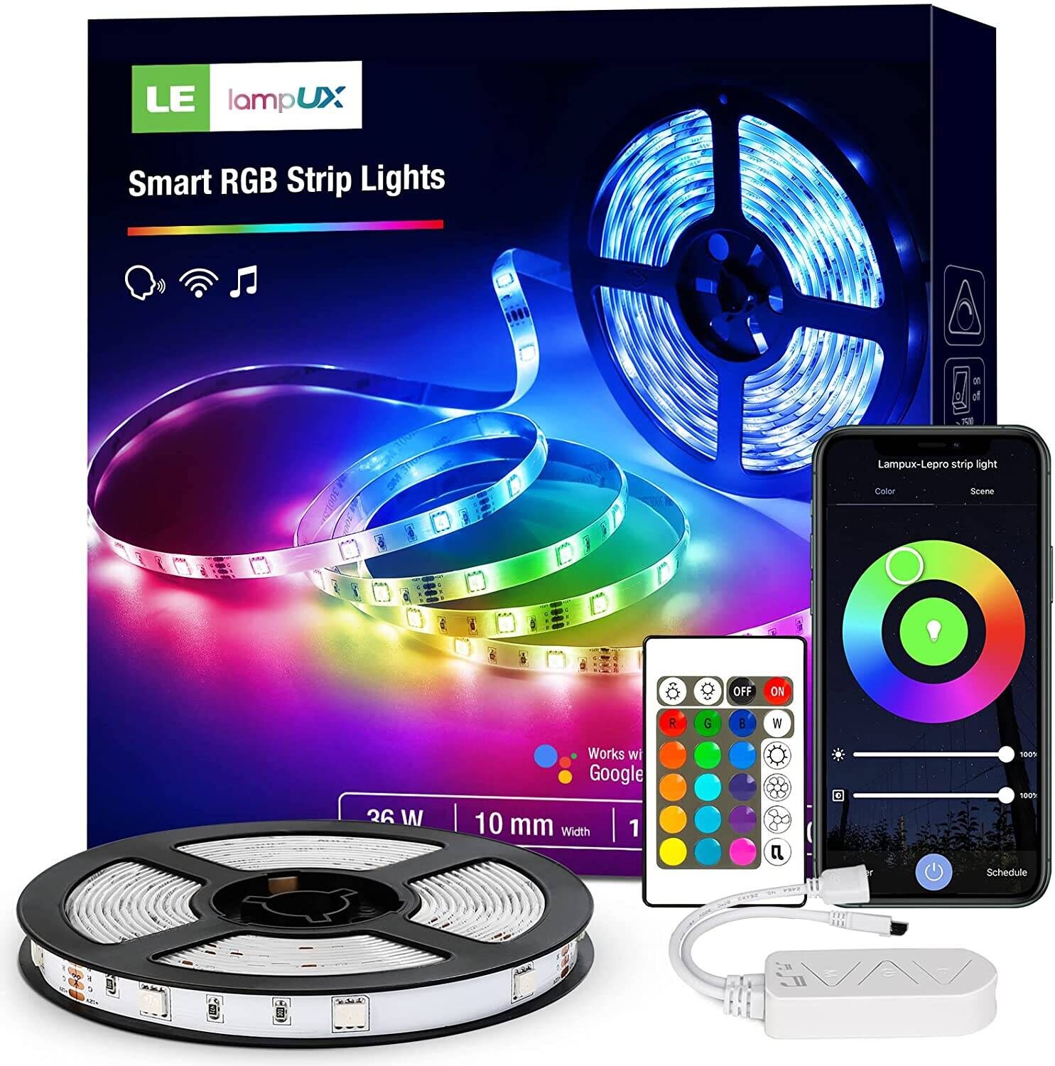 Verlichting hebben vluchtelingen Lepro 16.4ft Smart LED Strip Lights Works with Alexa Google Home, Music  Sync RGB Color Changing, SMD 5050 LED Tape Light, 16 Million Colors LED  Lights for Bedroom, Home, Kitchen, TV, Party