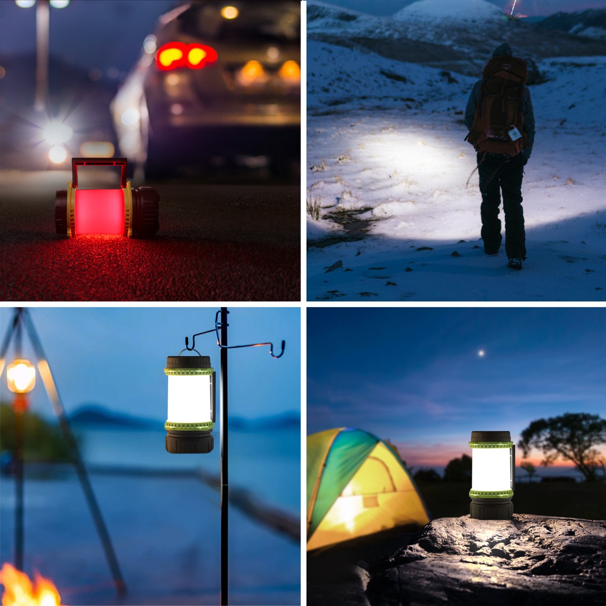 Led Camping Lantern & Usb Rechargeable Flashlight With Power Bank Function