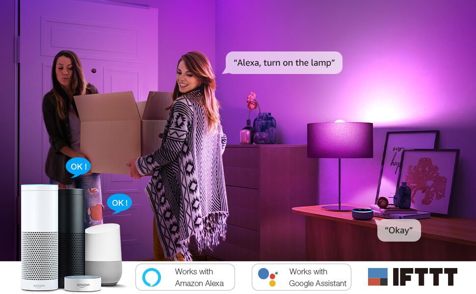 Inteligente 850 LM RGB Colores con Brillo Ajustable LE LE Lampux LED E27 9 W etc Blanco Cálido Bombilla conectada WiFi Compatible con Google Home Alexa 