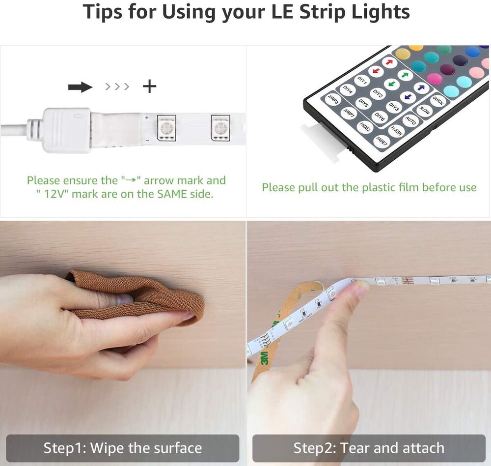 Lepro 50Ft Led Strip Lights Ultra-Long Rgb 5050 Led Strips With Remote Controll