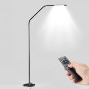 LE Dimmable LED Floor Lamps, Gooseneck Adjustable Reading Lamp, 6W, 6 Lighting Modes, Memory Function, Remote Control, Touch Control Standing Lamp for Living Room, Office, Hotel and More, Black