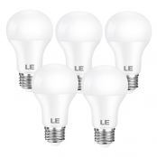 LE A19 LED Light Bulbs, 9W (60W Equivalent), 2700K (Soft Warm White), 800 Lumens, Non-Dimmable, Standard Replacement for E26 Medium Base, UL/FCC Listed, Pack of 5 Units