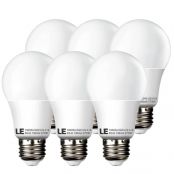 Pack of 6 Units, 10W A19 E26 LED Bulbs, 240° Flood Beam, 60W Incandescent Bulb Equivalent, 810lm, Warm White, LED Light Bulbs