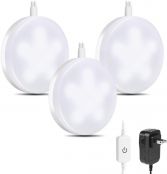 LE LED Puck Lights, Kitchen Under Cabinet Lighting Kit, 510 Lumens, 5000K Daylight White, Night Light, Perfect for Kitchen, Closet, Stairs and More, Pack of 3