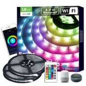 32 ft Smart RGB LED Strip Lights, Waterproof, Works wiith Alexa Google Home, WiFi Smart RGB Color Changing, SMD 5050 LED Rope Light, App&Remote Controlled, Tape Light for Bedroom, Home and Kitchen