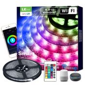 16ft Waterproof Smart RGB LED Strip Lights, WiFi, Works with Alexa Google Home, SMD 5050 LED Tape Light