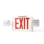 4.2W RED LED Exit Sign, Daylight White Emergency Light, Two 360° Adjustable Head, Ceiling & Wall Mount for Stairways, Hallways, Doorways, UL Certified
