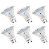 LE GU10 LED Light Bulbs, Non Dimmable, 50W Halogen Equivalent, 5000K Daylight White Natural Light, 3W 350lm, 120 Degree Flood Beam Angle, LED Bulb Replacement for Recessed Lighting Fixture, Pack of 6