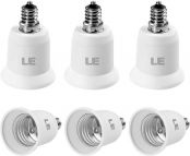 LE E12 to E26 Light Socket Adapter, Bulb Base Converter, Pack of 6