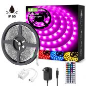 16.4ft Waterproof RGB LED Strip Lights, 5050 LED Tape Light with Remote Controller