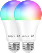 Lepro Smart Light Bulbs, RGBW Color Changing LED Bulbs, Works with Alexa and Google Home, Dimmable with App, 60 Watt Equivalent, A19 E26, 25000 Hour Lifetime, No Hub Required, 2.4G WiFi Only (2 Pack)
