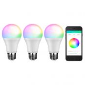 LE iLUX Bluetooth Mesh Smart Light Bulbs, RGBW and White Light, No Hub Required, Voice/Music Sync, Color Changing, Dimmable, E26 LED Bulbs, Programmable APP alternative to DMX512 System, Pack of 3