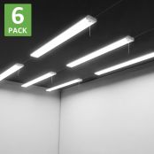 6 Pack 4ft 5000K Linkable LED Shop Light, 42W 4200lm Daylight White LED Garage Lights for Garage, Basement, Workshop, Suspension Mount with Pull Chain, Energy Star Rebates Available