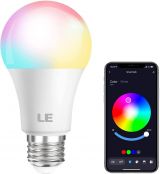 LE Color Changing Light Bulbs, Bluetooth Smart LED Bulb, Dimmable via App, 60 Watt Equivalent, 2700K-6500K Tunable White, A19 E26 RGB Bulb for Bedroom Home Party and More