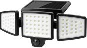 LE Solar Motion Lights Outdoor, Security Flood Lights, 1000LM High Brightness, 3 Adjustable Heads 270° Wide Lighting Angle, IP65 Waterproof, Wireless Wall Lamp for Porch Yard Garage Pathway