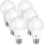 LE LED Light Bulbs, 60W Equivalent 2700K Soft Warm White, Non-Dimmable, A19 E26 Standard Medium Base, UL Listed, 8.5 Watt, Pack of 6