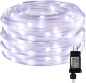 LE LED Rope Light with Timer, Low Voltage, 8 Mode, Waterproof, Daylight White, 33ft 100 LED, Indoor Outdoor Plug in Light Rope and String for Deck, Patio, Bedroom, Boat, Landscape Lighting and More