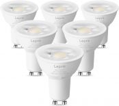 Lepro GU10 LED Bulbs Dimmable, 50W Halogen Equivalent, 5.5W 400LM Spot Light Bulb, 5000K Daylight White Natural Light, 40 Degree Beam Angle, LED Replacement Bulbs for Recessed Track Lighting, 6 Packs
