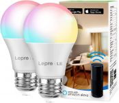 LE Smart Light Bulbs, LED Color Changing Lights, Works with Alexa and Google Assistant, RGB & Soft Warm White, 60 Watt Equivalent, Dimmable with App, A19 E26, No Hub Required, 2.4GHz WiFi Only, 2 Pack