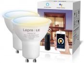 Lepro GU10 Smart LED Light Bulbs, Works with Alexa & Google Assistant, Tunable White Track Light Bulb, Dimmable with App Control, 50W Halogen Equivalent, No Hub Required, 2.4G WiFi Only (2 Pack)