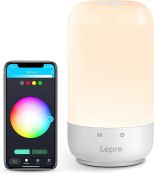 Lepro Smart Table Lamp, Dimmable LED Touch Lamp Compatible with Alexa and Google Assistant, Tunable Warm White Bedside Night Light, RGB Color Changing Ambient lamp for Bedroom, Silver, 2.4 GHz Wifi