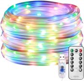 LE LED Rope Lights Outdoor, Multi Colored Indoor String Lights with Remote, 8 Modes, Waterproof, 33ft 100 LED USB Powered Fairy Lights for Bedroom, Garden, Patio, Kids Room, Deck, Christmas Decoration