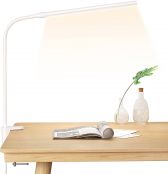 Lepro Clip on Desk Lamp LED Reading light Dimmable USB Clamp Lamp with 3 Color Modes 10 Brightness, Adjustable Flexible Gooseneck Table Light for Bed Headboard, Workbench, Home Office, Computer, White